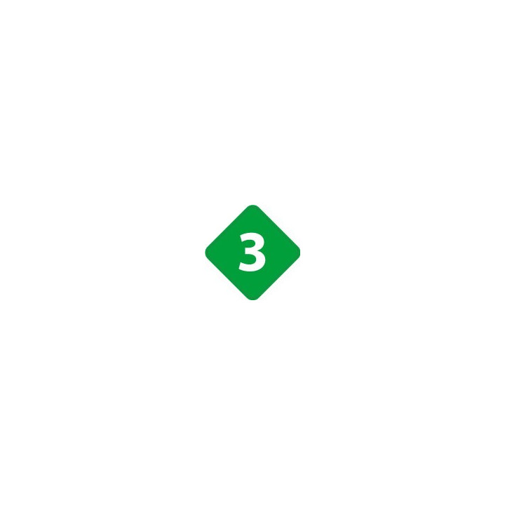 Chiffre 3 trois - autocollant sticker losange de couleur adhésif ref65