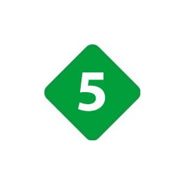 Chiffre 5 cinq - autocollant sticker losange de couleur adhésif ref65