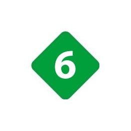 Chiffre 6 six - autocollant sticker losange de couleur adhésif ref65