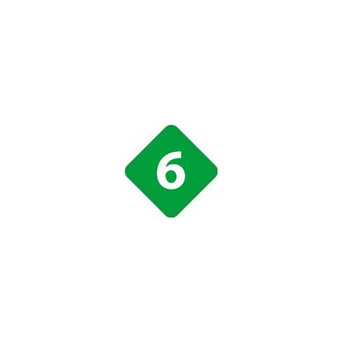 Chiffre 6 six - autocollant sticker losange de couleur adhésif ref65