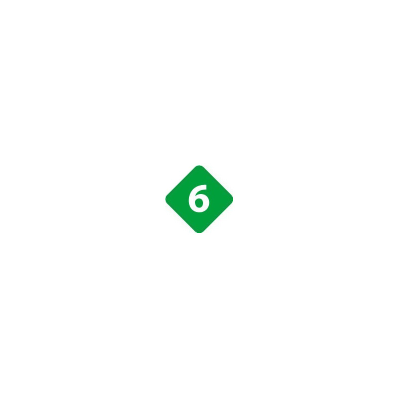 Chiffre 6 six - autocollant sticker losange de couleur adhésif ref65