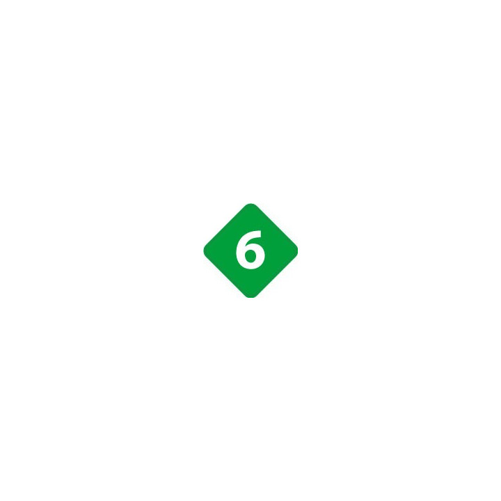 Chiffre 6 six - autocollant sticker losange de couleur adhésif ref65