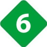 Chiffre 6 six - autocollant sticker losange de couleur adhésif ref65