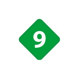 Chiffre 9 neuf - autocollant sticker losange de couleur adhésif ref65
