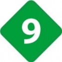 Chiffre 9 neuf - autocollant sticker losange de couleur adhésif ref65