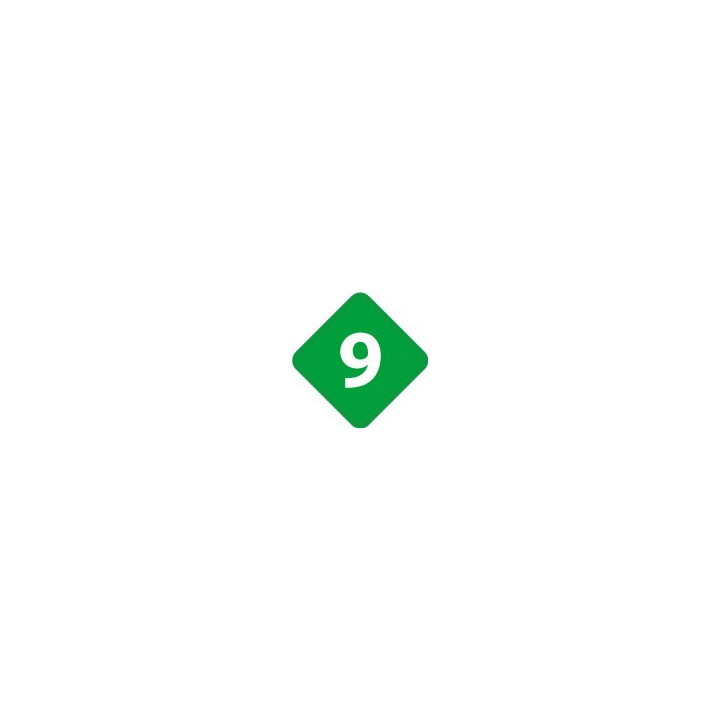 Chiffre 9 neuf - autocollant sticker losange de couleur adhésif ref65