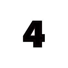 Chiffre 4 quatre - autocollant sticker classique noir adhésif ref66
