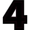 Chiffre 4 quatre - autocollant sticker classique noir adhésif ref66