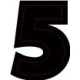 Chiffre 5 cinq - autocollant sticker classique noir adhésif ref66