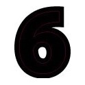 Chiffre 6 six - autocollant sticker classique noir adhésif ref66