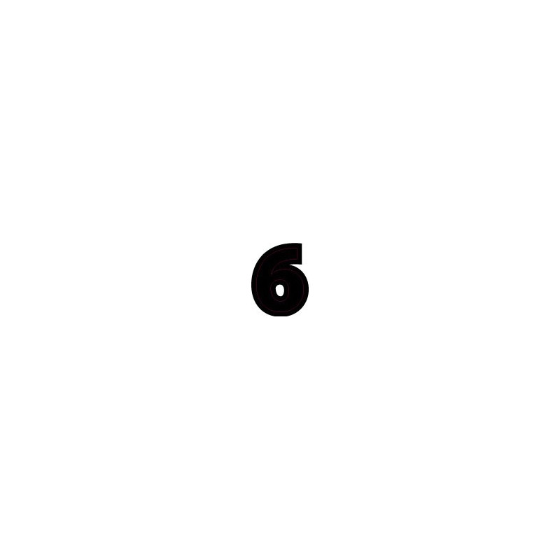 Chiffre 6 six - autocollant sticker classique noir adhésif ref66