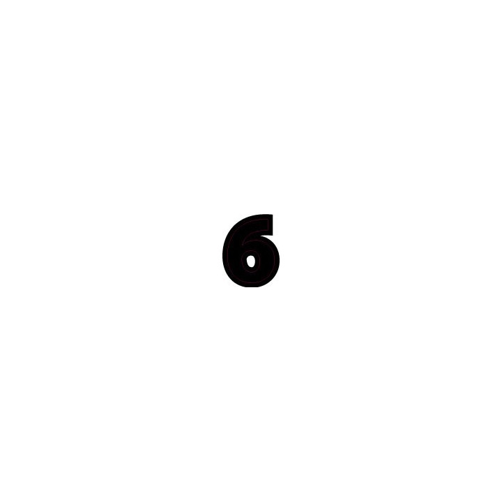 Chiffre 6 six - autocollant sticker classique noir adhésif ref66