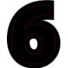 Chiffre 6 six - autocollant sticker classique noir adhésif ref66