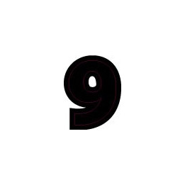 Chiffre 9 neuf - autocollant sticker classique noir adhésif ref66
