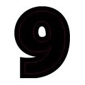 Chiffre 9 neuf - autocollant sticker classique noir adhésif ref66