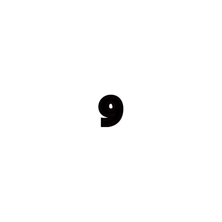 Chiffre 9 neuf - autocollant sticker classique noir adhésif ref66