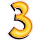 Chiffre 3 trois - autocollant sticker style tag jaune adhésif ref69