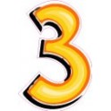 Chiffre 3 trois - autocollant sticker style tag jaune adhésif ref69