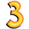 Chiffre 3 trois - autocollant sticker style tag jaune adhésif ref69