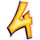 Chiffre 4 quatre - autocollant sticker style tag jaune adhésif ref69