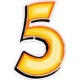 Chiffre 5 cinq - autocollant sticker style tag jaune adhésif ref69
