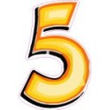 Chiffre 5 cinq - autocollant sticker style tag jaune adhésif ref69