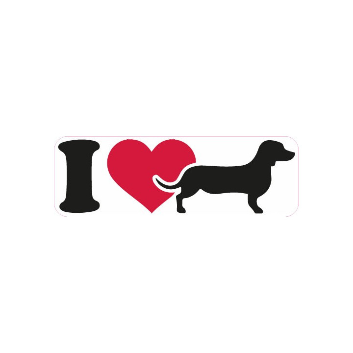 Chien i love Teckel autocollant sticker adhésif 