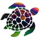 Tortue hibiscus multicouleur autocollant stickers 8-1
