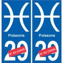 Poissons astrologie autocollant plaque auto logo 1