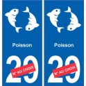 Poissons astrologie autocollant plaque auto logo 2