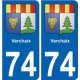 74 Verchaix blason autocollant plaque stickers ville