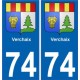74 Verchaix blason autocollant plaque stickers ville