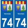 74 Verchaix blason autocollant plaque stickers ville