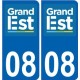 08 Ardennes autocollant plaque immatriculation auto département sticker Grand-Est nouveau logo 2