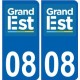 08 Ardennes autocollant plaque immatriculation auto département sticker Grand-Est nouveau logo 2