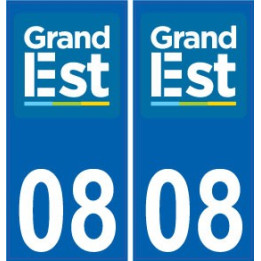08 Ardennes autocollant plaque immatriculation auto département sticker Grand-Est nouveau logo 2