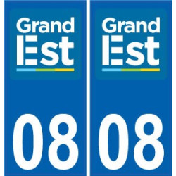 08 Ardennes autocollant plaque immatriculation auto département sticker Grand-Est nouveau logo 2