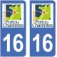 16 Charente autocollant plaque