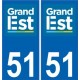 51 Marne autocollant plaque immatriculation auto département sticker Grand-Est nouveau logo