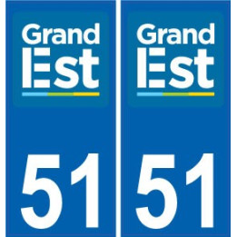 51 Marne autocollant plaque immatriculation auto département sticker Grand-Est nouveau logo