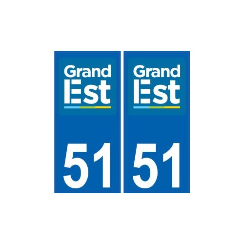 51 Marne autocollant plaque immatriculation auto département sticker Grand-Est nouveau logo