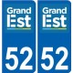 52 Haute-Marne autocollant plaque immatriculation auto département sticker Grand-Est nouveau logo