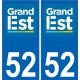 52 Haute-Marne autocollant plaque immatriculation auto département sticker Grand-Est nouveau logo