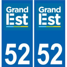 52 Haute-Marne autocollant plaque immatriculation auto département sticker Grand-Est nouveau logo