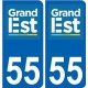 55 Meuse autocollant plaque immatriculation auto département sticker Grand-Est nouveau logo