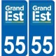 55 Meuse autocollant plaque immatriculation auto département sticker Grand-Est nouveau logo