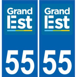 55 Meuse autocollant plaque immatriculation auto département sticker Grand-Est nouveau logo