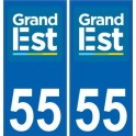 55 Meuse autocollant plaque immatriculation auto département sticker Grand-Est nouveau logo