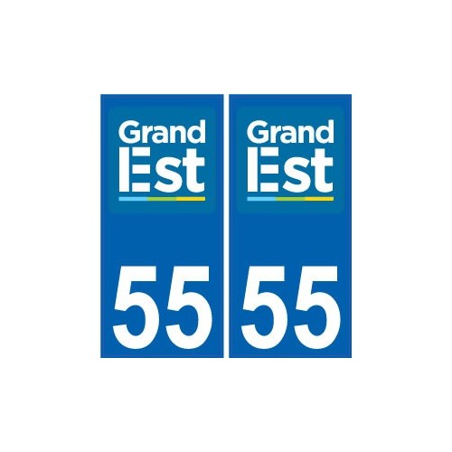 55 Meuse autocollant plaque immatriculation auto département sticker Grand-Est nouveau logo