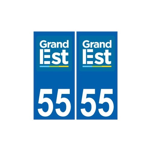 55 Meuse autocollant plaque immatriculation auto département sticker Grand-Est nouveau logo